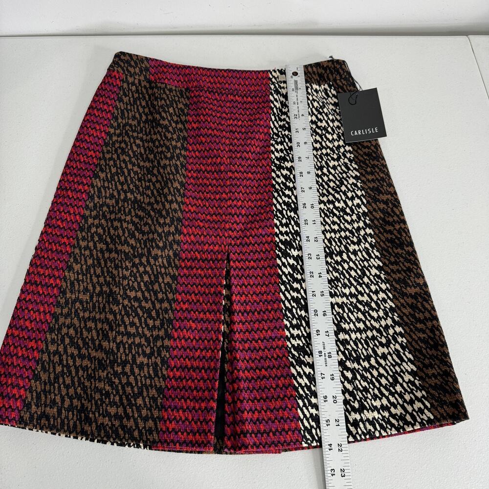 Carlisle Skirt Womens 4 Brown Loom Pattern Tweed A-Line Abstract Office‎ Luxury - Picture 13 of 15